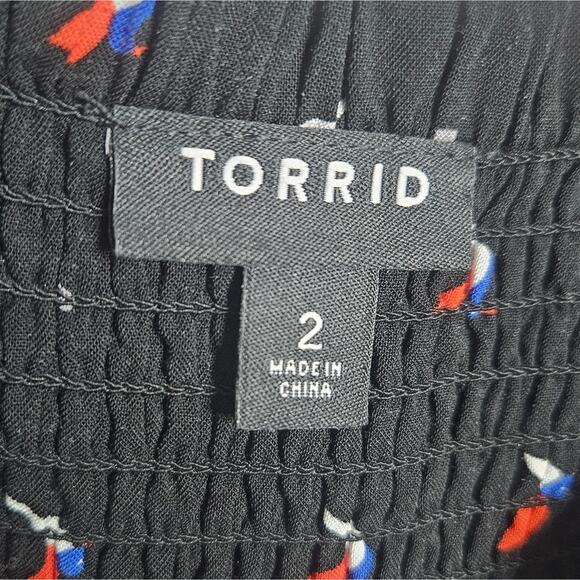 Torrid Black & Hummingbird Sundress with Pockets, sz 2 - Picture 6 of 8